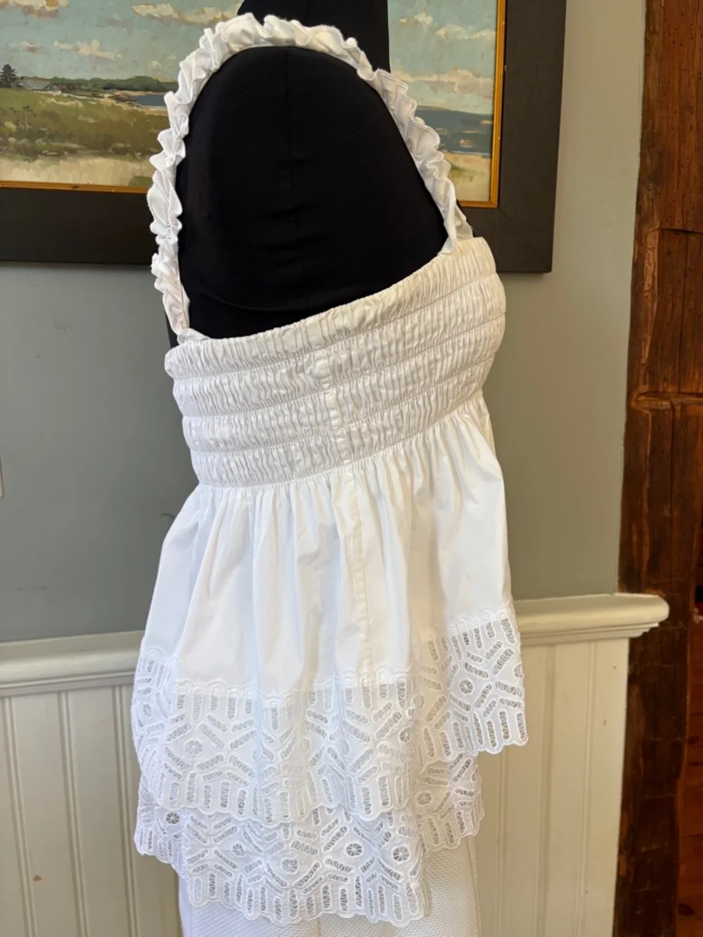 Tory Burch 'Georgette' Eyelet White Tank Top